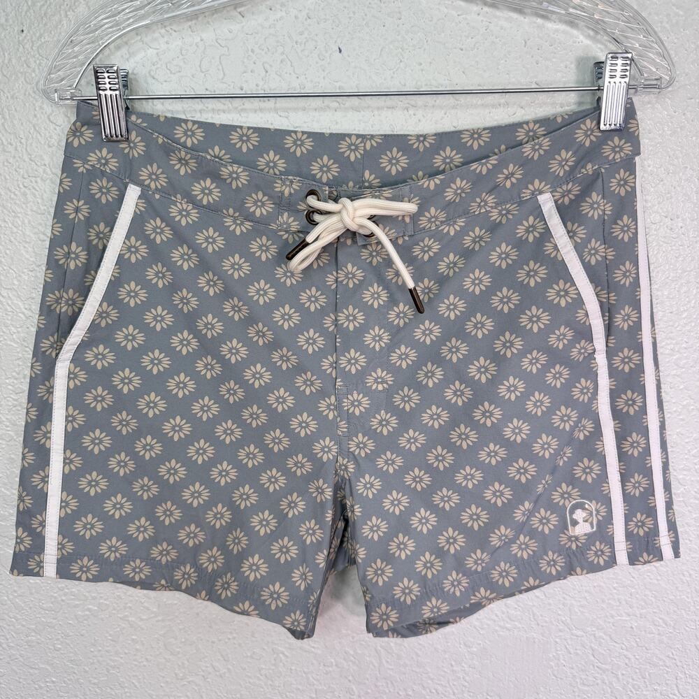 Dandy Del Mar Stirata Swim Trunk Mens 29 Floral Daisy Print Shorts Beach Lounge